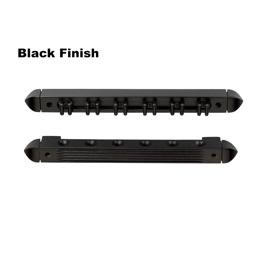 6-cue Roman wall cue rack in an Black wood finish designed by American Heritage.