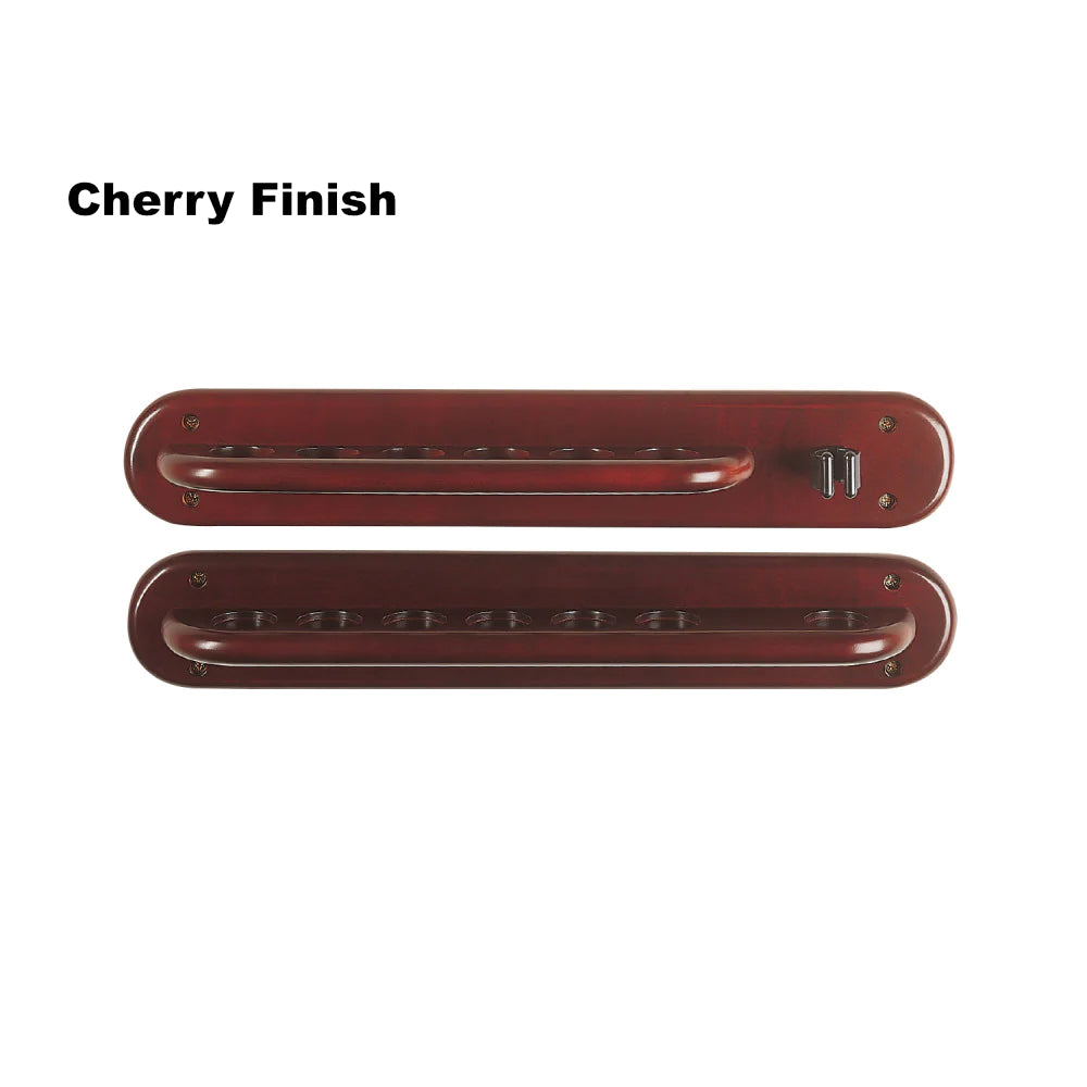 American Heritage 6-cue wall rack with bridge clip - Cherry finish.
