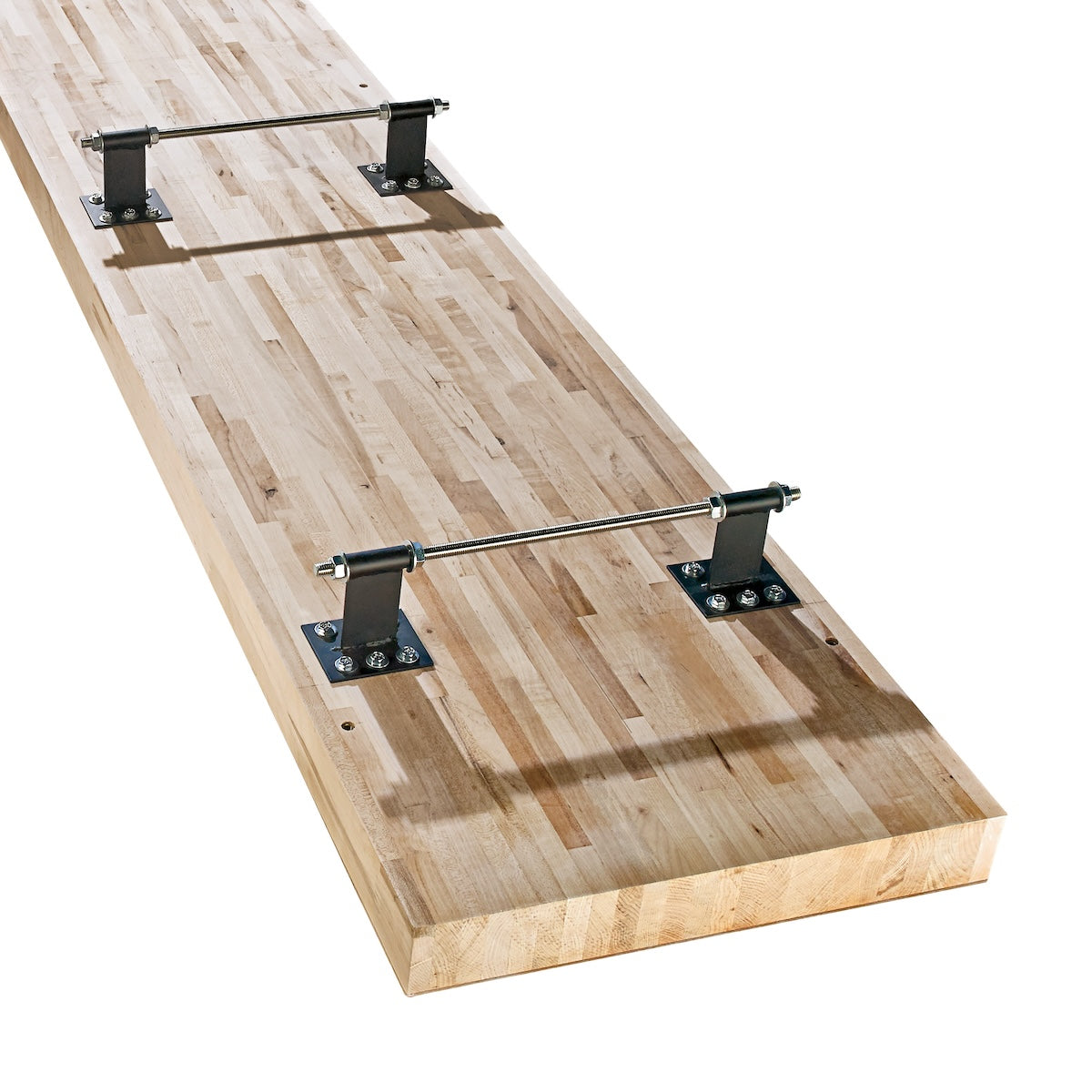 Underside of American Heritage Abbey shuffleboard table in Aged Gray.