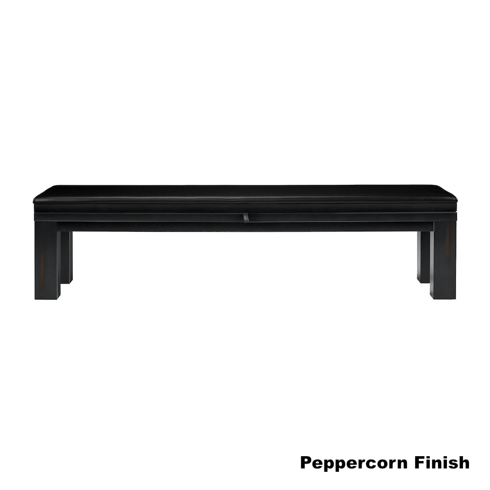 Alta bench by American Heritage with storage for billiard accessories - finished in Peppercorn.