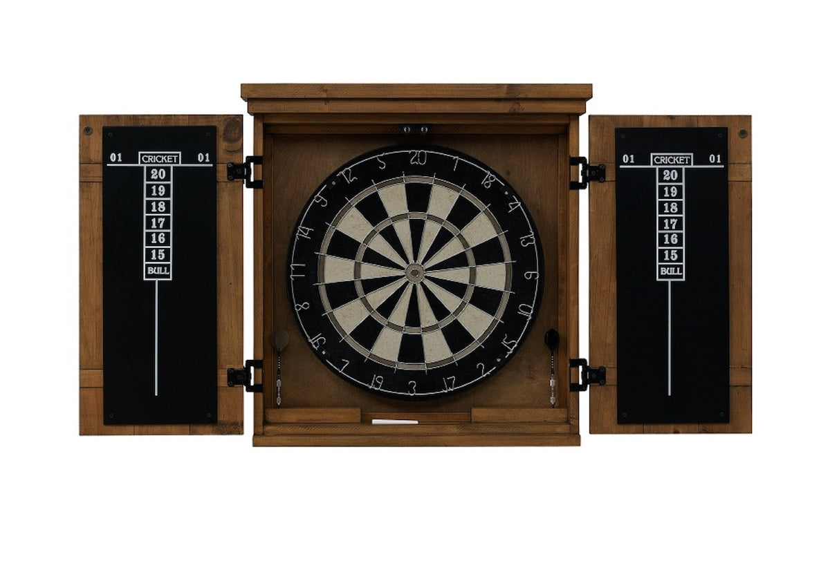 Gateway dartboard cabinet by American Heritage in industrial-style design.