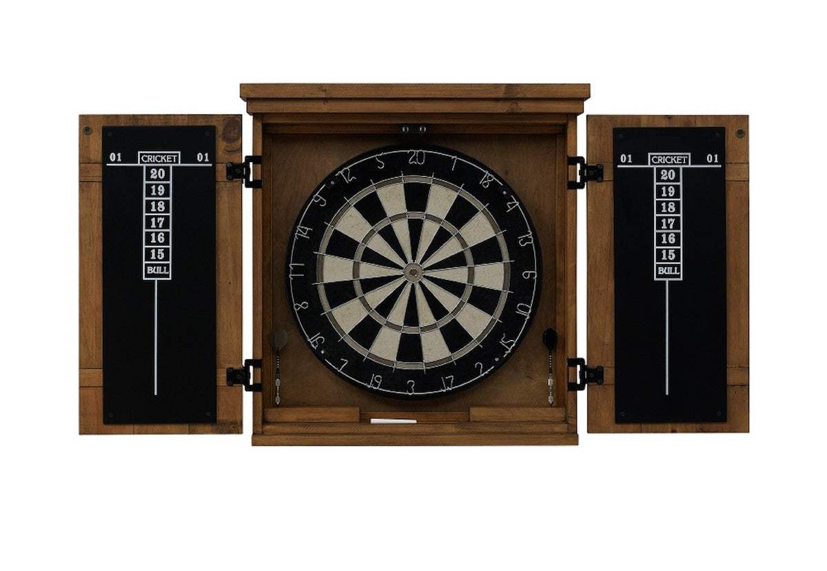 Gateway dartboard cabinet by American Heritage in industrial-style design.