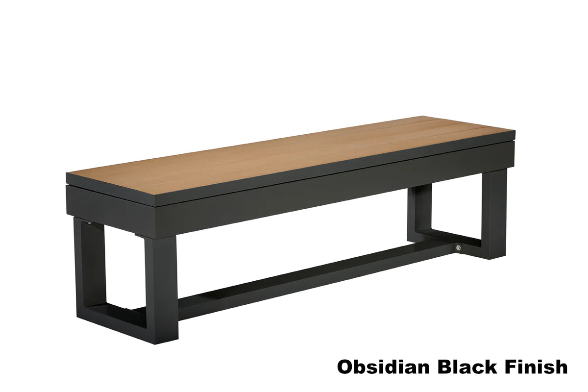 Lanai dining bench for pool table in Obsidian Black finish by American Heritage.