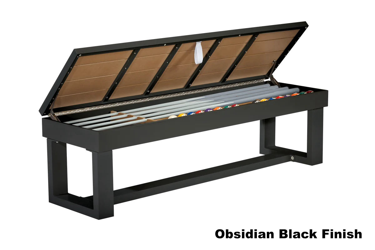 Lanai pool table dining bench in Obsidian Black finish designed by American Heritage.