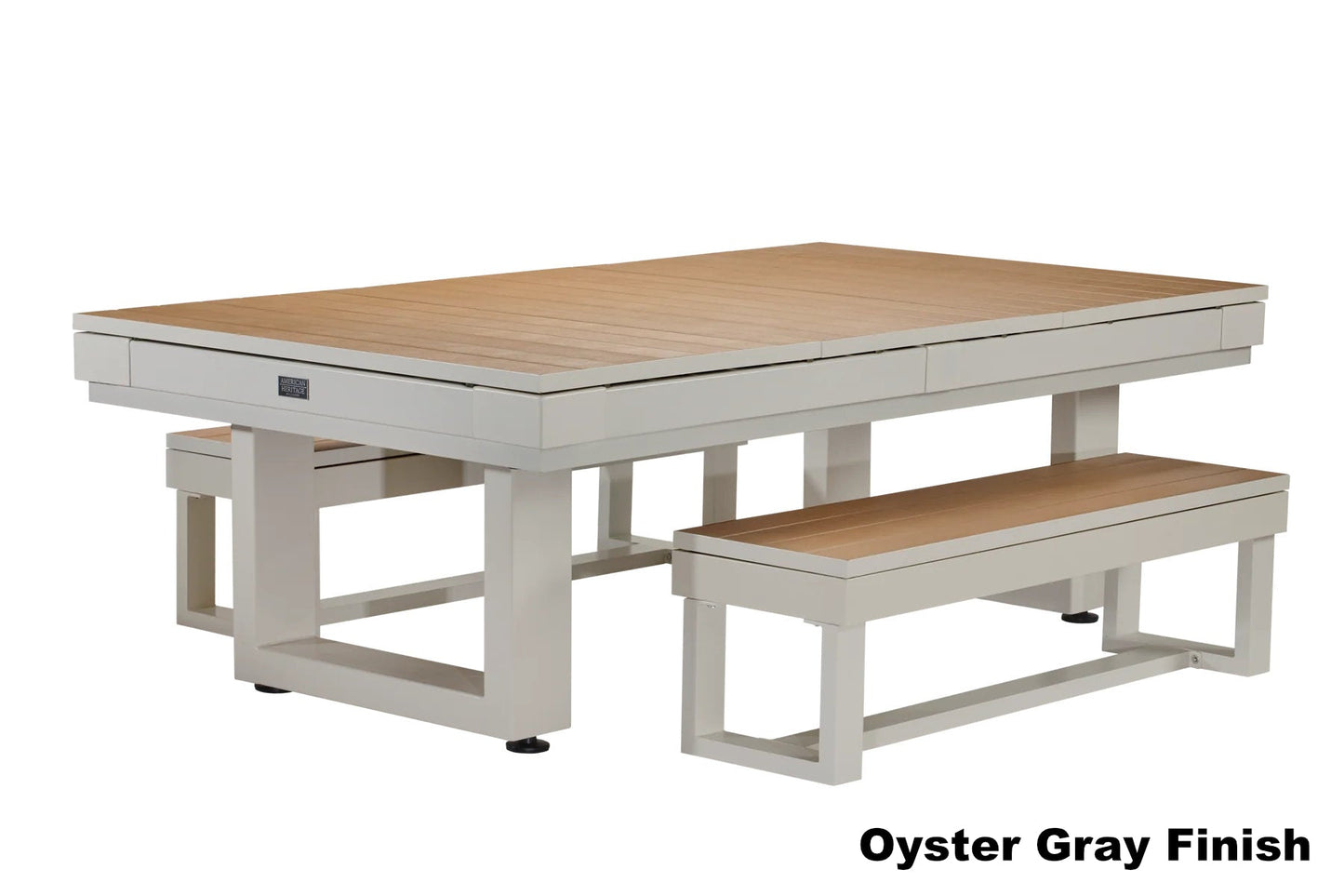 American Heritage Lanai bench for pool table in Oyster Gray.