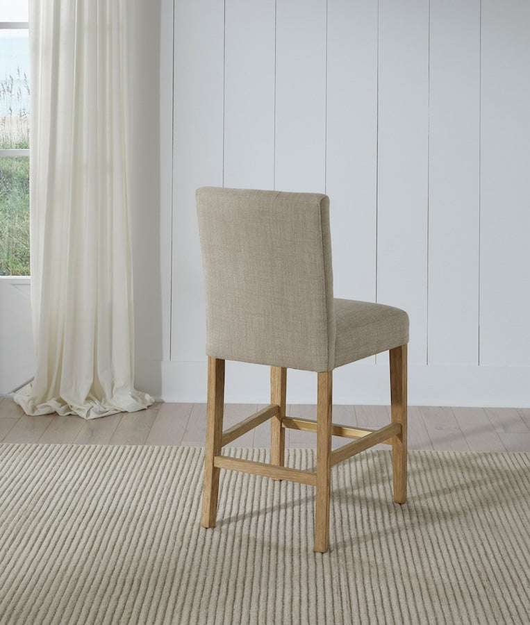 American Heritage Port Royal counter height stool in linen upholstry.