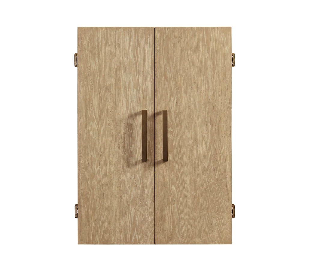 American Heritage Port Royal dartboard cabinet with dartboard inside.