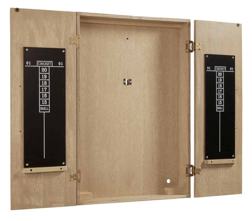 American Heritage Port Royal dartboard cabinet - angled view.