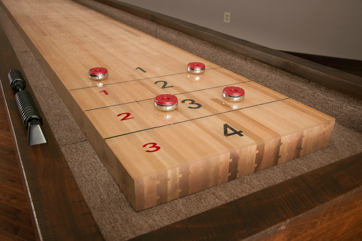 American Heritage Savannah shuffleboard table in Sable finish.