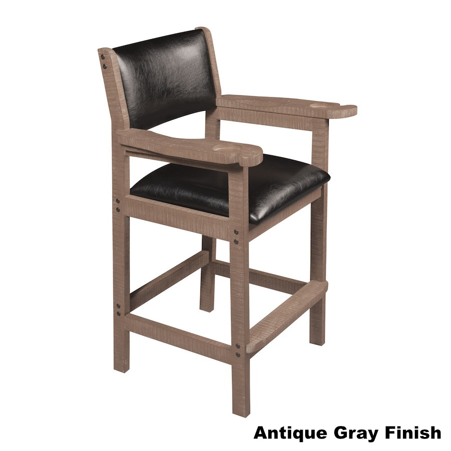 The Spectator chair in an Antique Gray wood finish designed for game rooms by American Heritage.