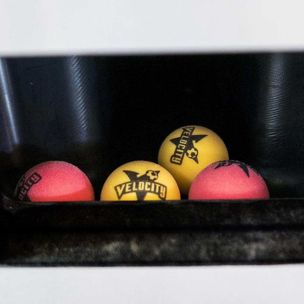 American Heritage Velocity foosball table in Silver finish - closeup of ball return.