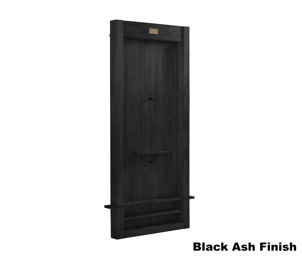 American Heritage Alta pool 6-cue rack in Black Ash - contains storage for billiard accessories as well.
