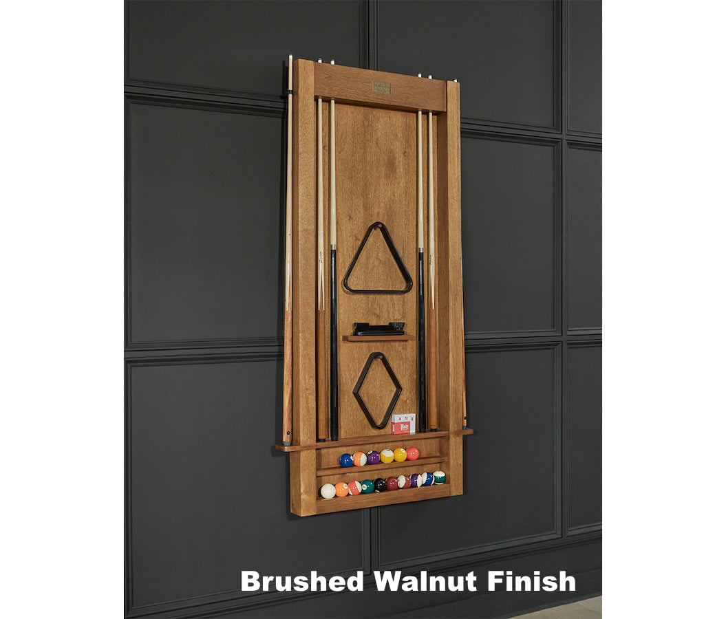 American Heritage Alta cue rack in Brushed Walnut - designed to hold 6 cues.
