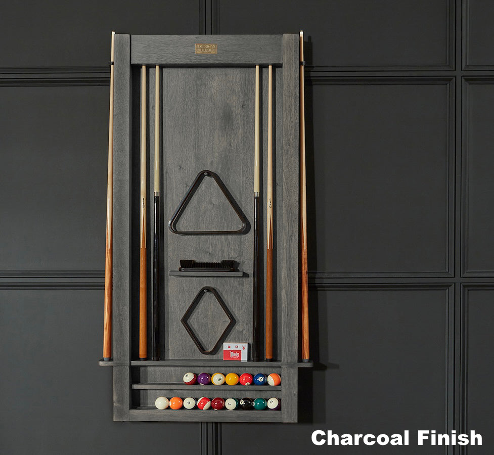 The Alta cue rack in Charcoal finish by American Heritage - holds 6 cues.