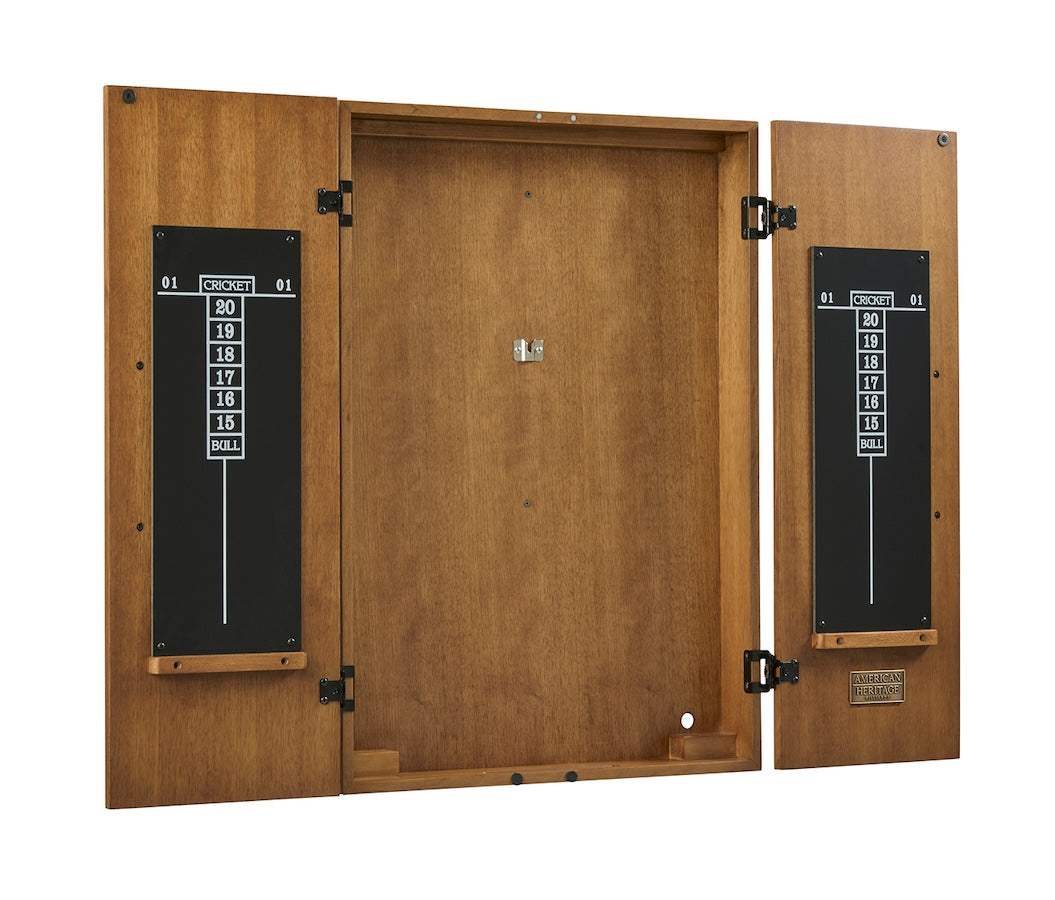 The Alta dartboard cabinet in Brushed Walnut - an American Heritage design.