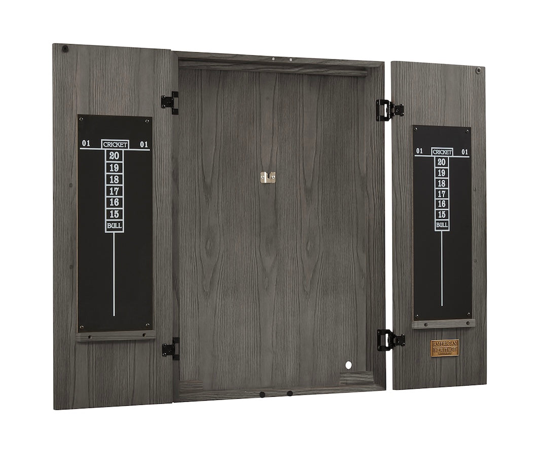 The Alta dartboard cabinet in Charcoal - an American Heritage design.