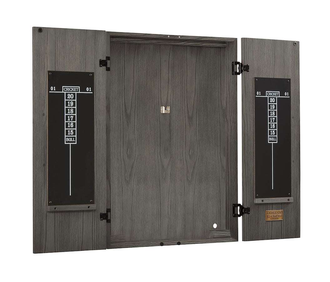 The Alta dartboard cabinet in Charcoal - an American Heritage design.