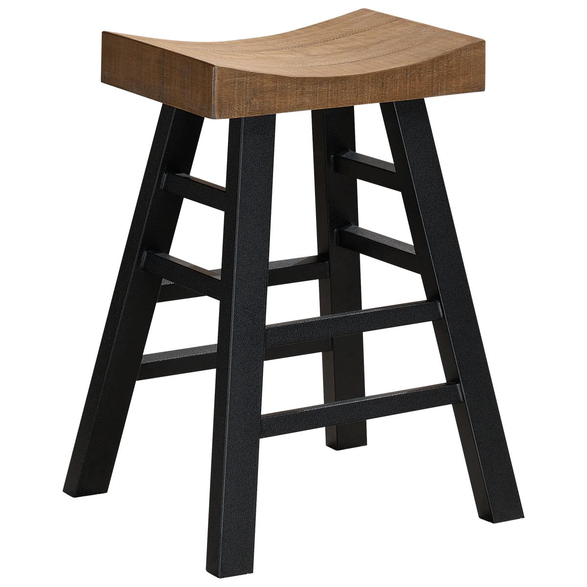 Cheyenne counter height stool by American Heritage - Reclaimed wood finish on the seat and Graphite finish on the legs.