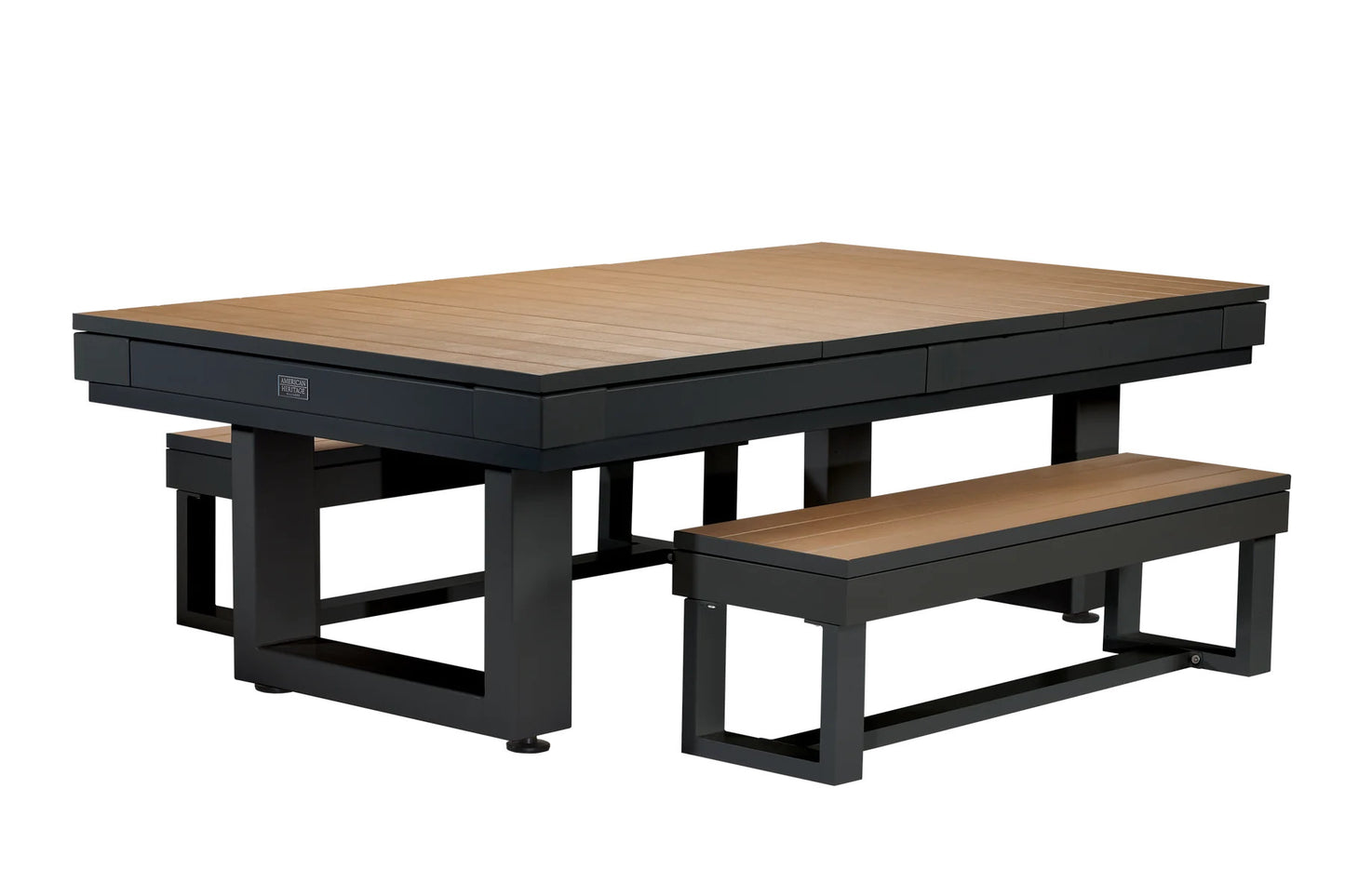 Lanai outdoor pool table by American Heritage with complementary American Heritage benches.