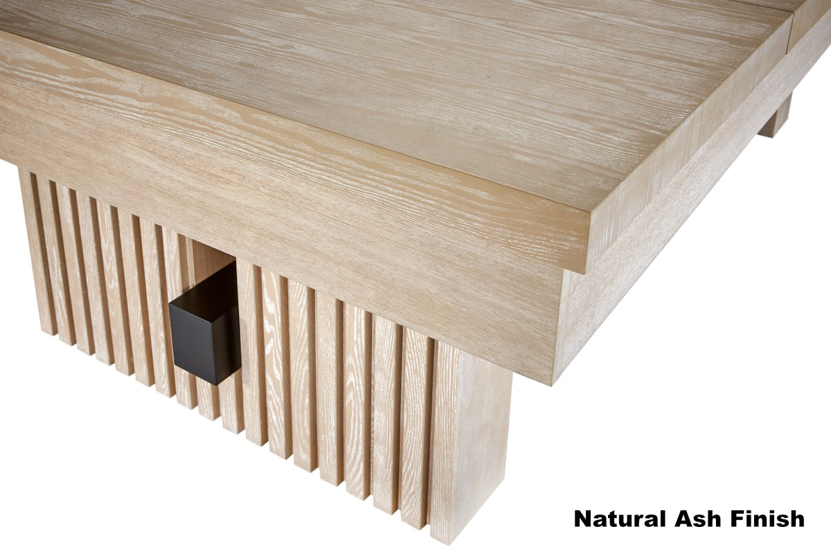 Closeup on the Vancouver pool table dining top finished in Natural Ash by American Heritage.