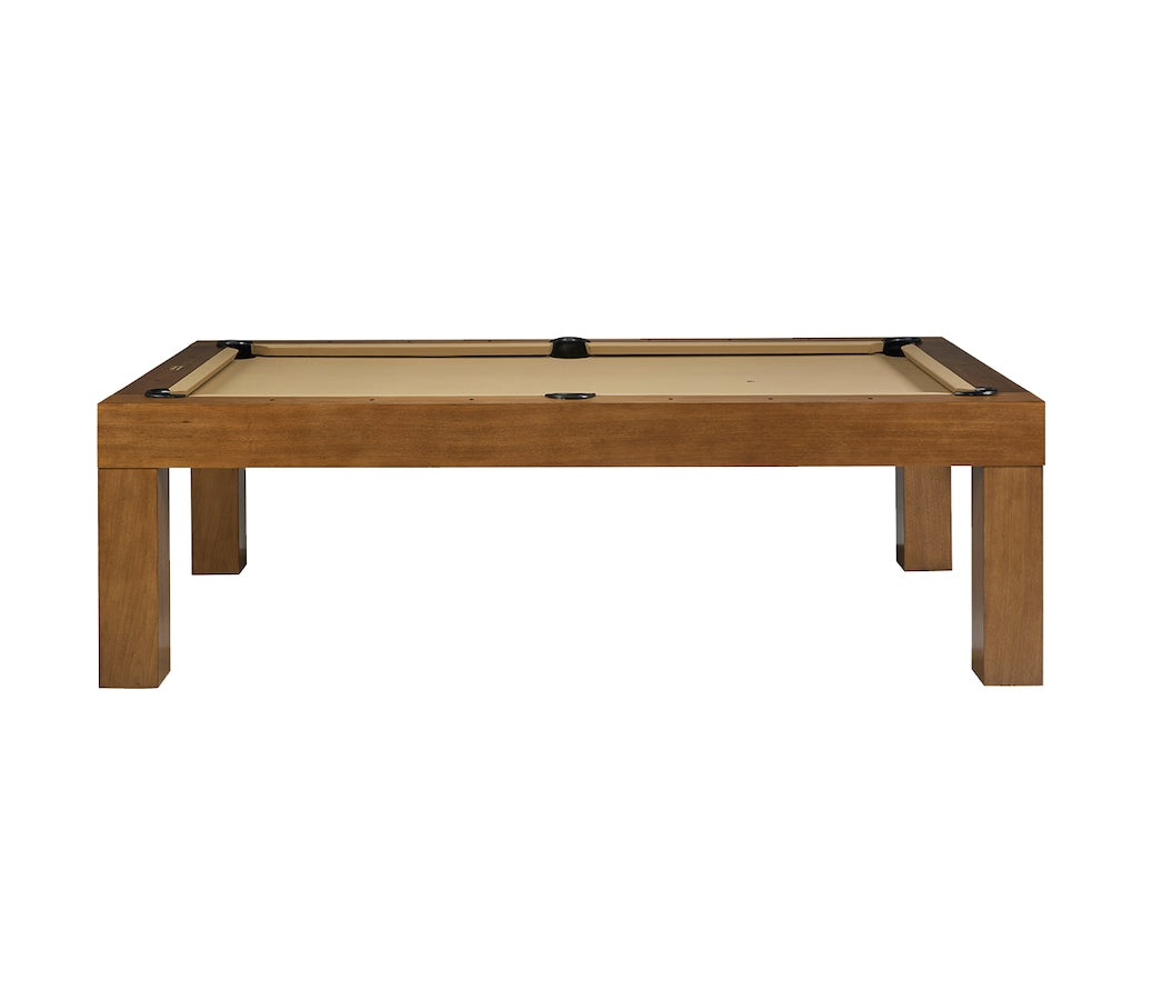 A side view of the Ata slate pool talb in a Brushed Walnut finish designed by American Heritage.