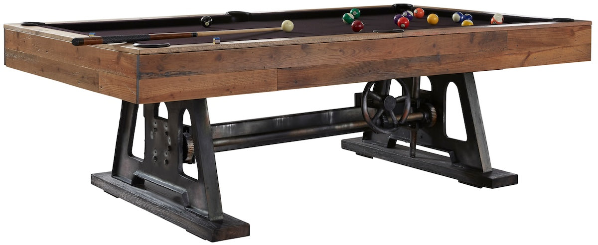 The Da Vinci slate pool table with a Reclaimed Brown finish designed by American Heritage.