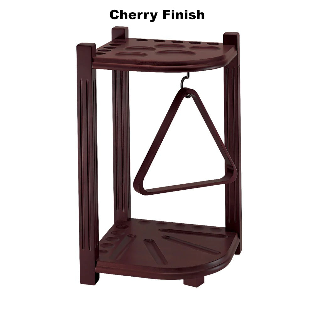 American Heritage 10-cue corner rack in a Cherry finish.