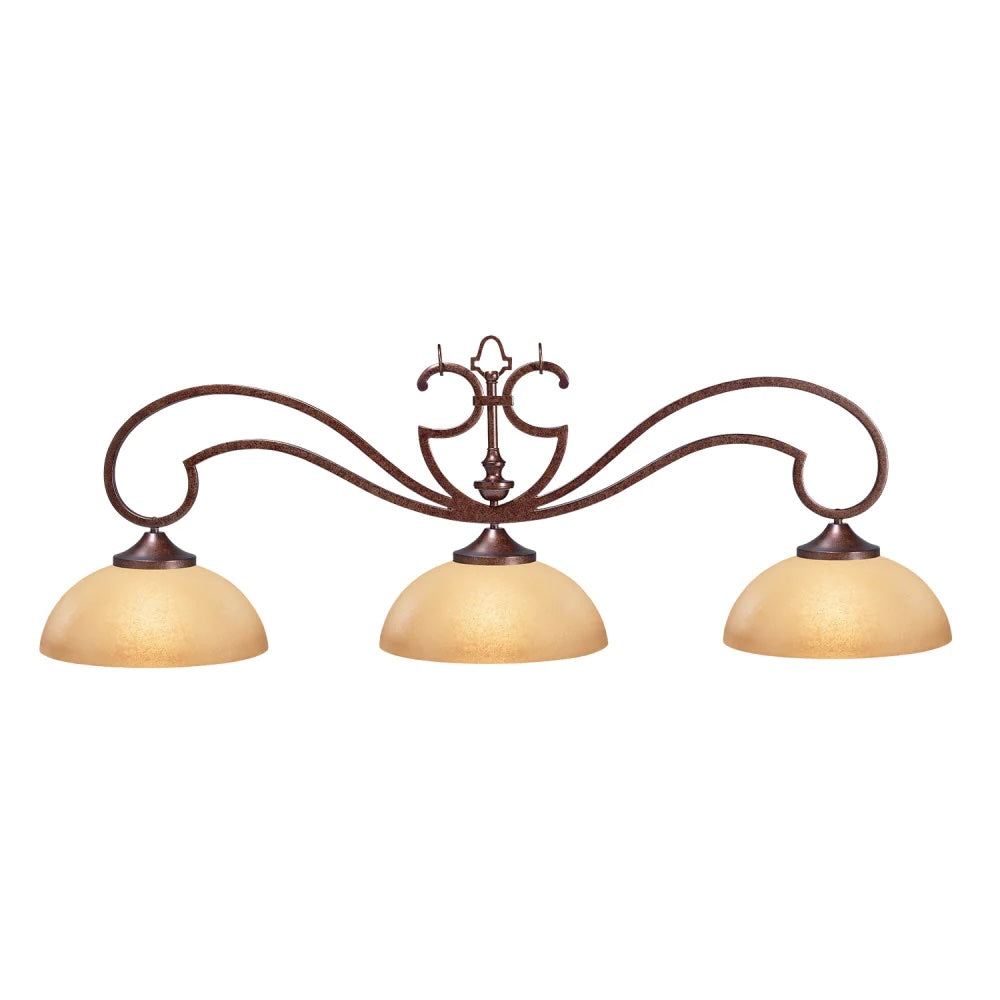 52" Wrought Iron 3-Shade Billiard Light | American Heritage