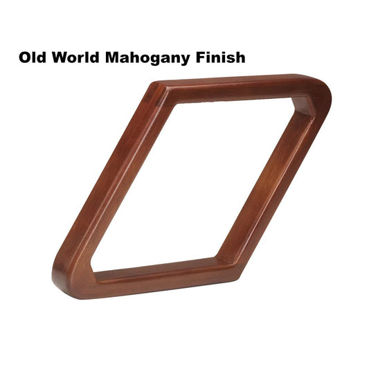 Heavy-duty 9-ball billiards rack in Old World Mahogany finish by American Heritage.