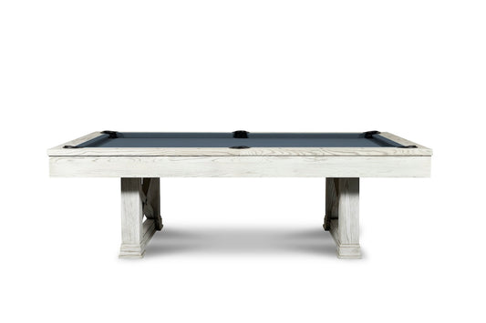 Agriturismo slate pool table in Whitewash from the side against a white background.