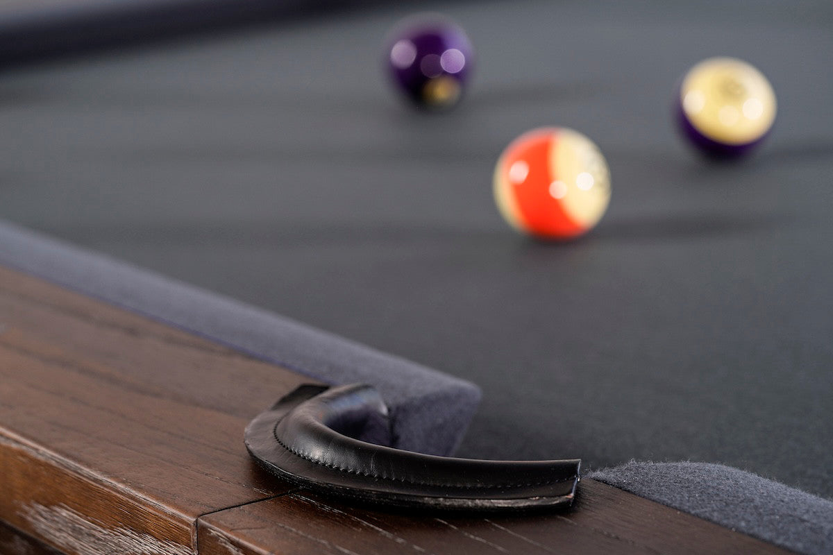 Side drop pock of an Agriturismo slate pool table in Brownwash.