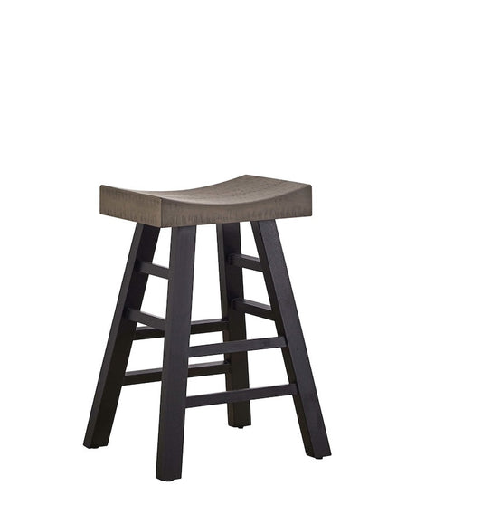 Closeup of American Heritage Cheyenne counter height stool seat in Ocean/Graphite finish.