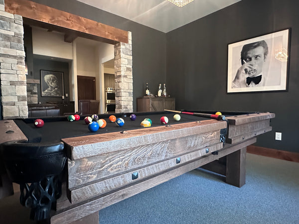 Rustic Barnwood Timber Lodge Pool Table w/premium Billiard Accessories