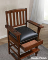 King game chair with Suede finish showing hidden drawer designed by American Heritage.