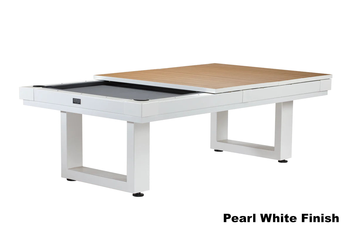 Lanai pool table dining top in Pearl White finish designed by American Heritage.