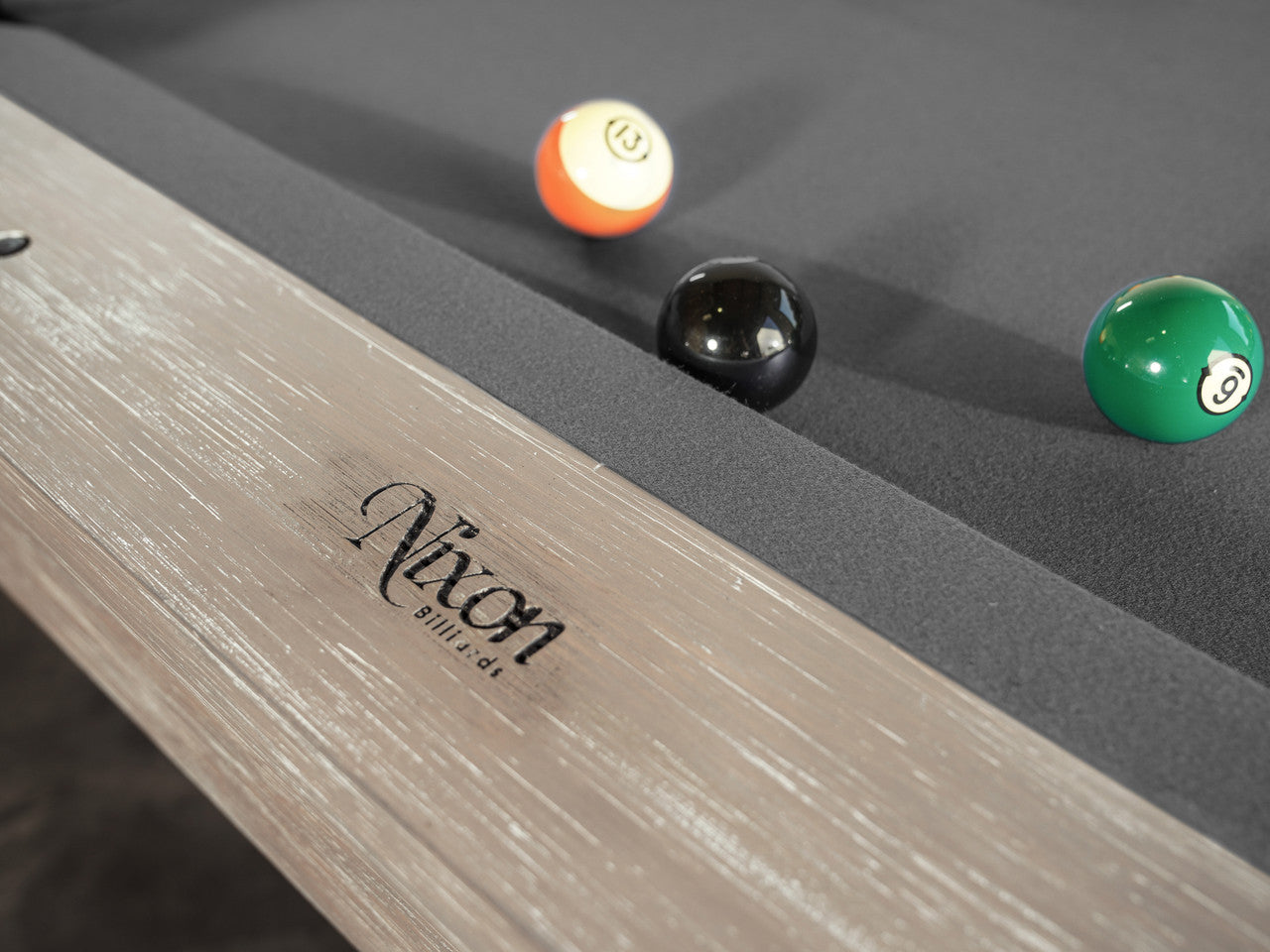 Nixon Huck Slate Pool Table | Grey White Oak Finish | Dining Top Option