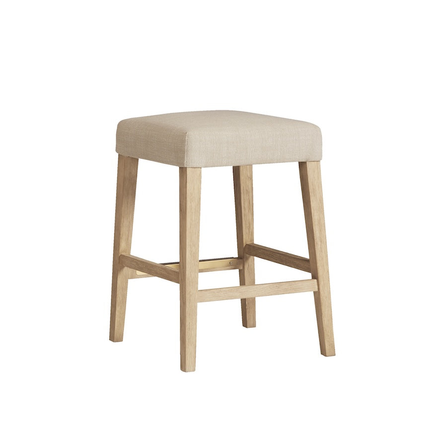 Port Royal backless stool by American Heritage with linen upholstry.