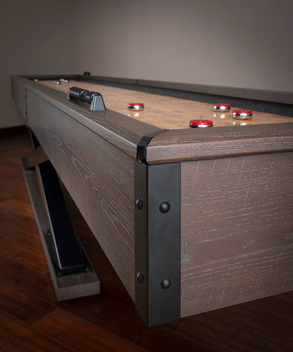 Quest shuffleboard table designed by American Heritage with Glacier finish.