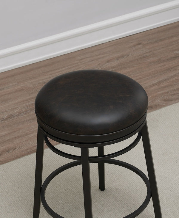 Closeup of the American Heritage dual height Silvano stool in a Black metal finish.