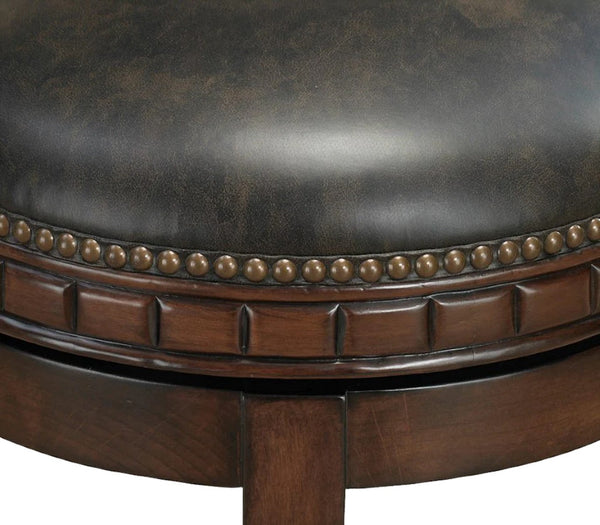 Closeup on the counter height Sonoma stool with a sueded finished designed by American Heritage.