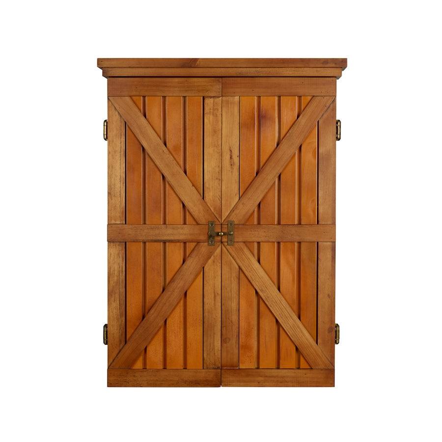Turnberry dartboard cabinet by American Heritage made with reclaimed wood in with a rustic finish.