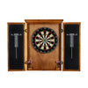 Fully open Turnberry dartboard cabinet by American Heritage.