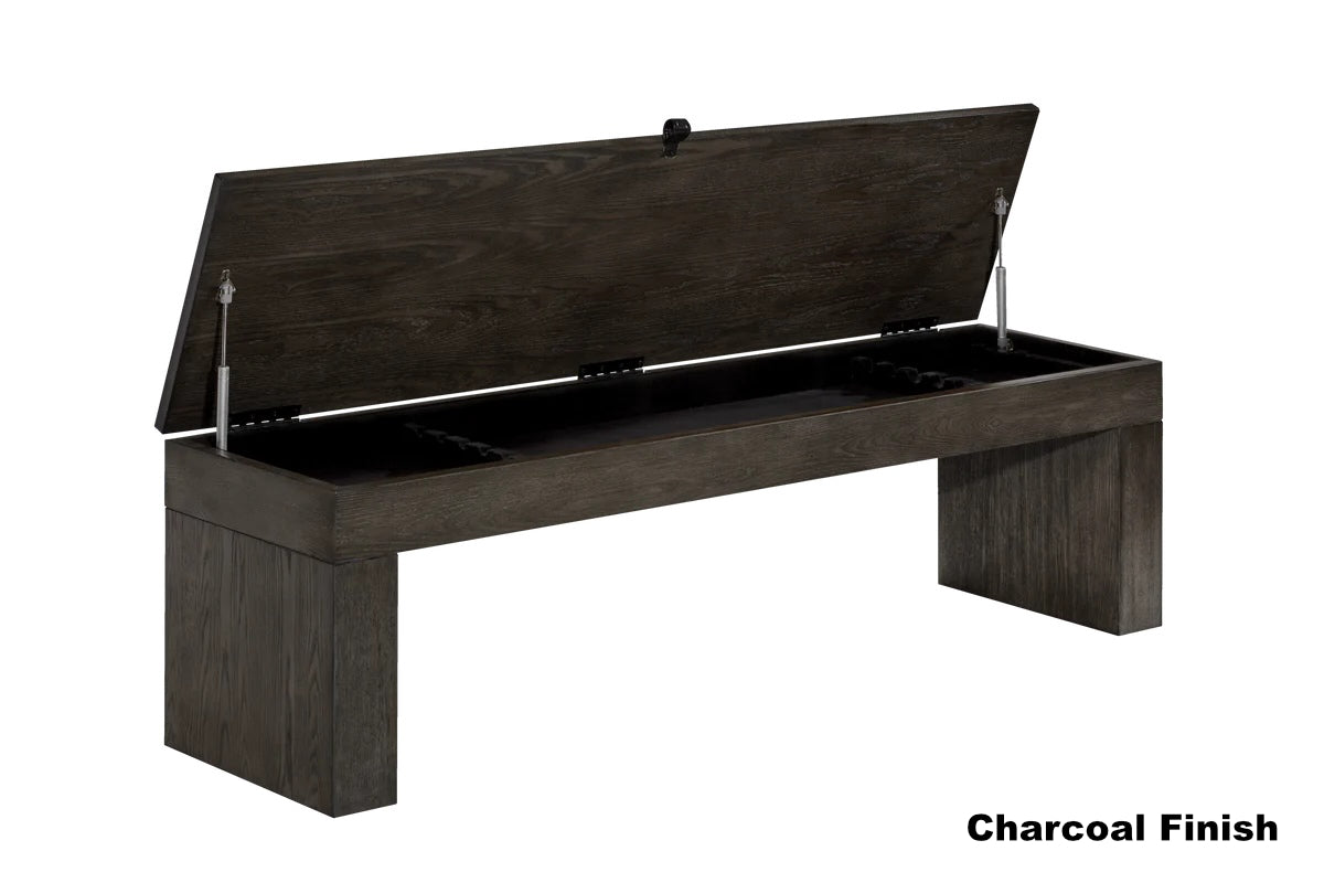 Open American Heritage Vancouver pool table bench finished in Charcoal finish.