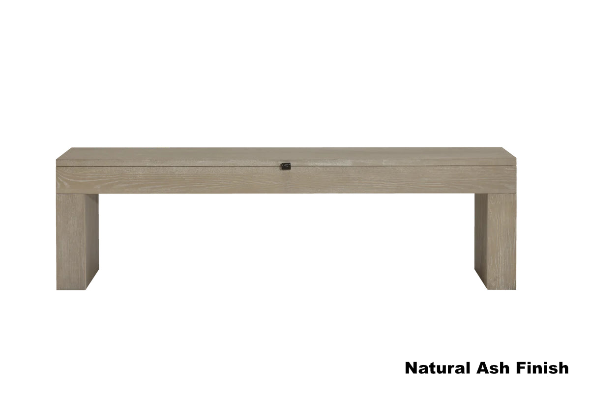 Solid-wood Vancouver pool table storage bench finished in Natural Ash - designed by American Heritage.