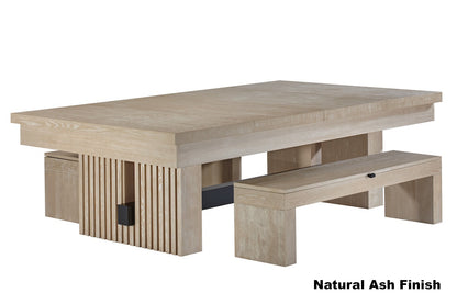 Vancouver dining benches next to the American Heritage Vancouver pool table with dining top.