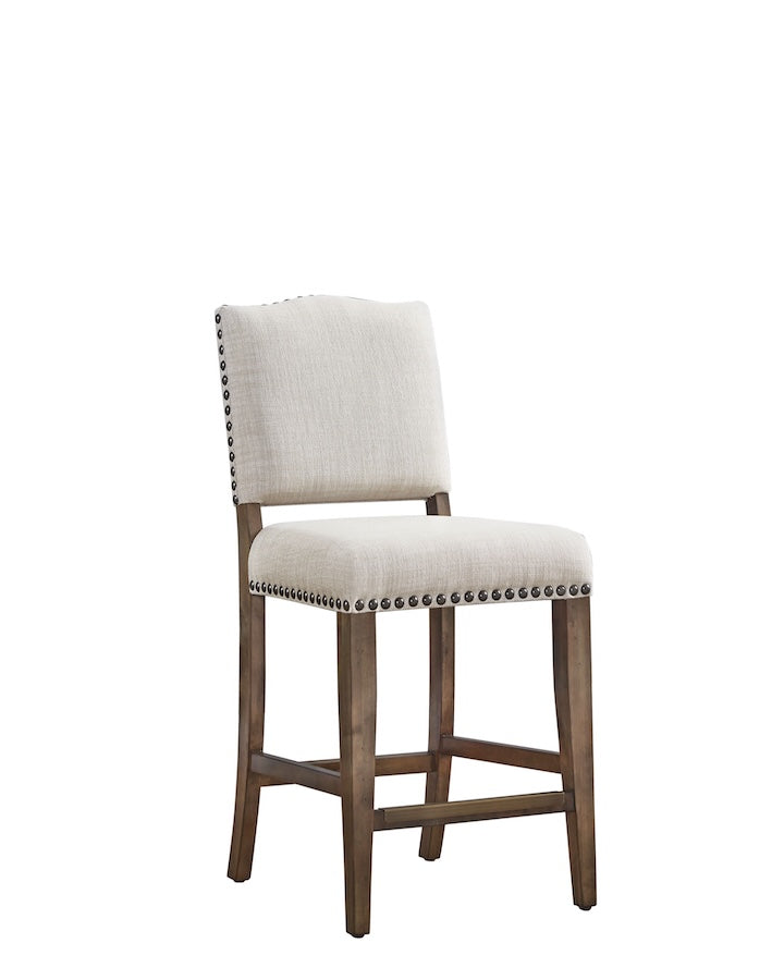 Angled front view of a Worthington American Heritage counter-height stool.