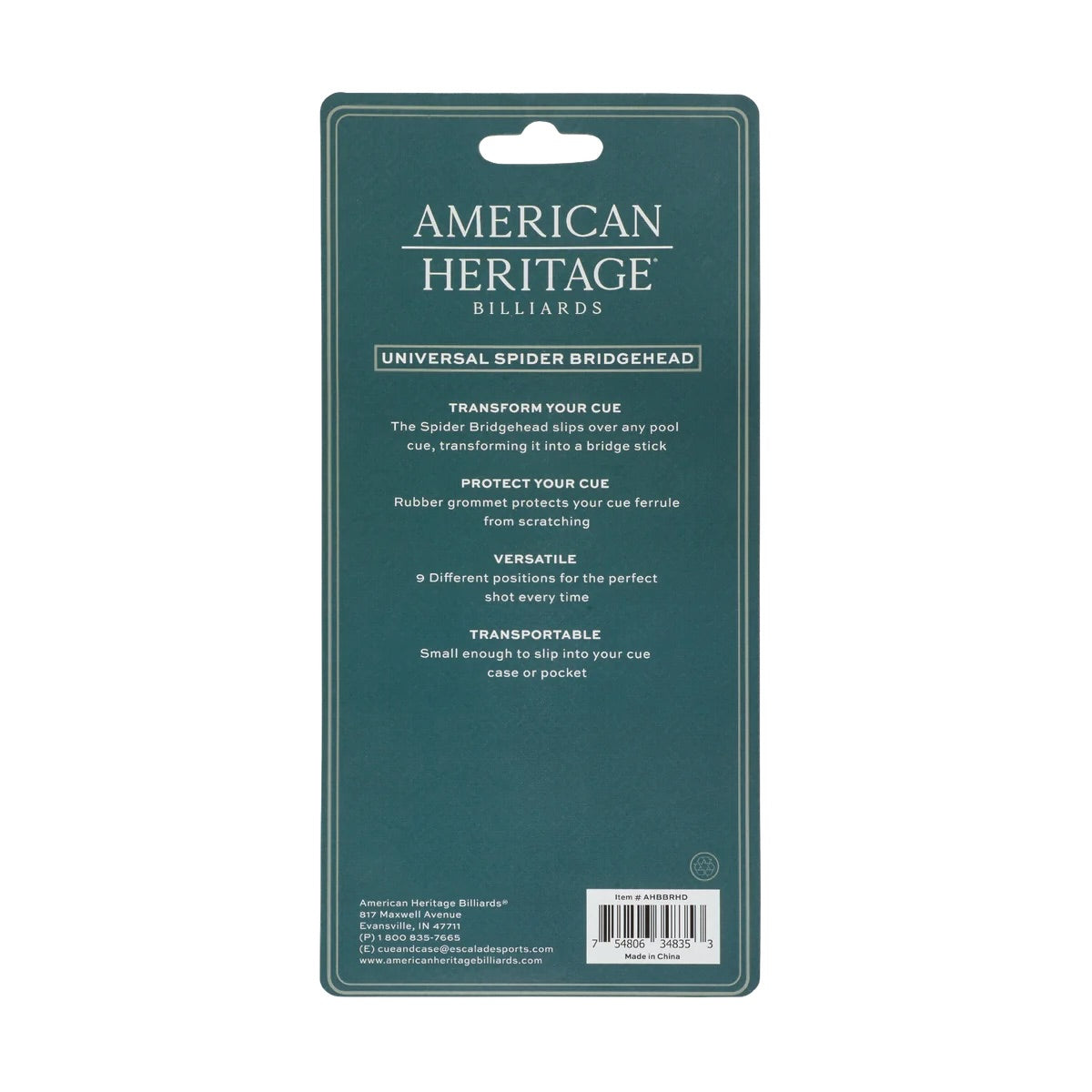 Backside cover of packaged universal spider bridgehead for pool by American Heritage.