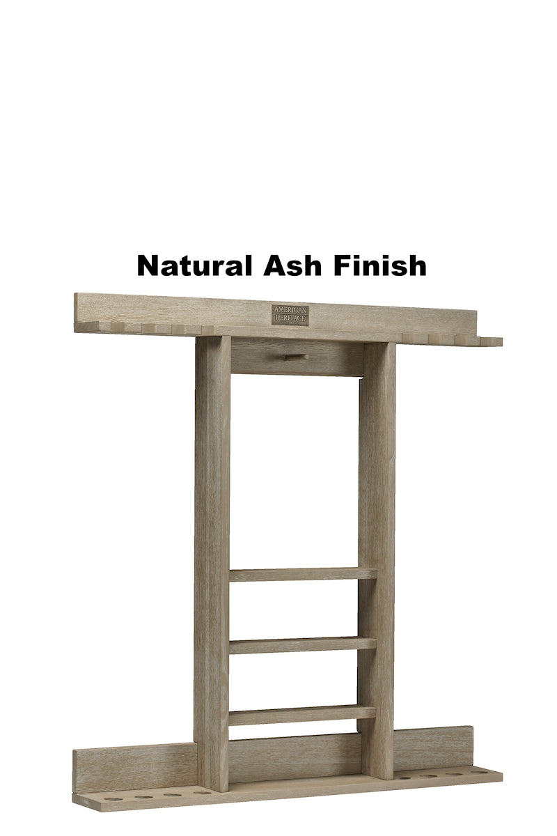 Empty Bluegrass cue rack by American Heritage with a Natural Ash finish - white background.