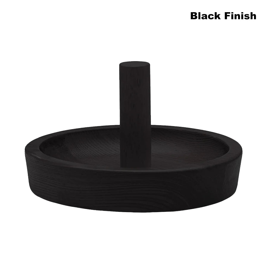 Cone talc bowl that holds cone chalk for billiards in Black  wood finish by American Heritage.