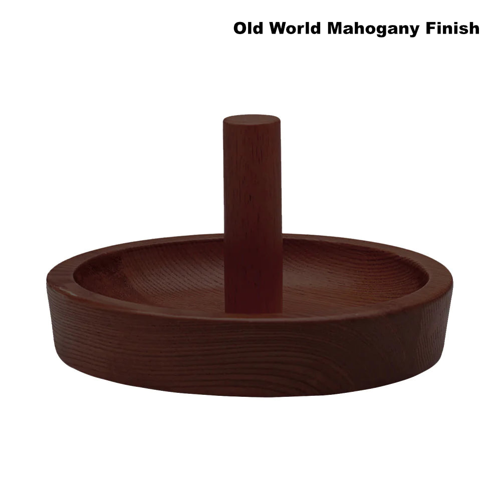 Cone talc bowl that holds cone chalk for billiards in Old World Mahogany wood finish by American Heritage.